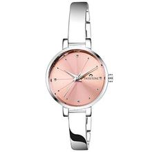 SWISSTONE Analogue Pink Dial Silver Plated Bracelet