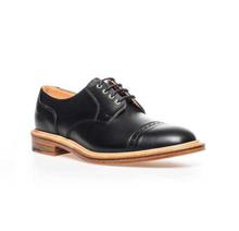 NPS Black Straight Cap Plain Quarter Gibson Shoes For Men