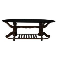 Wooden Glass Top Designed Table - Brown