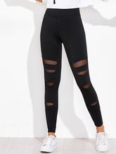 Ripped Front Mesh Insert Leggings