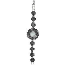 White Dial Stone Studded Floral Designed Analog Watch For Women - Silver