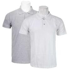 Pack Of 2 100% Cotton Polo T-Shirt For Men - Grey/White