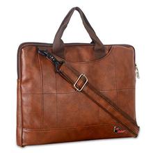 NVSBAGS Leather 14 inch Brown Laptop Bag for Men,