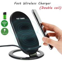 Wireless Charging Stand AKwor 2 Coils Qi Certified Fast Wireless Charger 10W (Black)