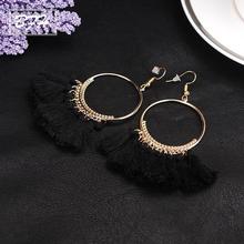 BFH Fashion Charm Large Circle Tassel Drop Earrings for Women Girl