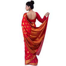 Crepe Silk Saree with Zari Embroidery & Border (REd) For Women - 5010