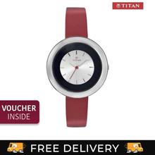 Titan 2482SL01 Red Leather Strap Analog Watch For Women