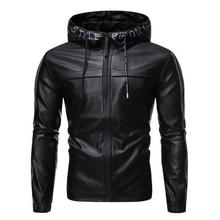 Men's Fashion Hooded PU Leather Jacket