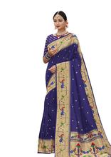 Stylee Lifestyle Blue Paithani  Jacquard Saree-2002