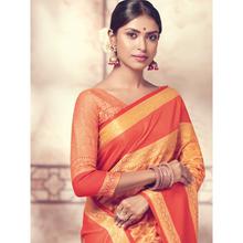 Stylee Lifestyle Orange Banarasi Silk Jacquard Saree - 2117