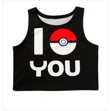 Pokemon Crop Top Women Camis Pikachu Squirtle Bulbasaur