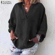 ZANZEA Autumn Long Sleeve Shirt Women Elegant V Neck