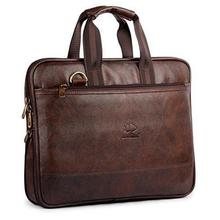 The Clownfish Vegan Leather 8 Ltr Dark Brown Laptop Briefcase (40 x 30