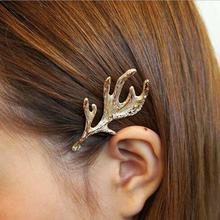 Golden Shiny Elk Horn Antler Hair Clip For Women