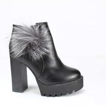 Black Solid Studded Block Heel Boots For Women