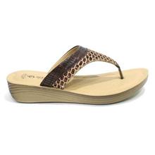 aeroblu Brown/Beige Glittered V-Strap Sandals For Women - LA03