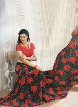 DESIGNER SAREES 16122- Georgette - Black/Red