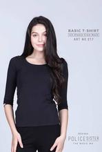 Police Black Quarter Sleeved T-Shirt For Women (ST.7)