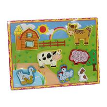 Multicolored Raised Farm Animal Puzzle Tray For Kids