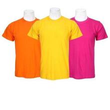 Pack Of 3 Plain 100% Cotton T-Shirt For Men-Orange/Yellow/Pink