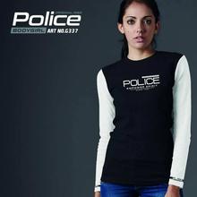 Police Black Contrast Sleeved Printed T-Shirt For Women (G.337)