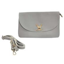 Grey Solid Crossbody Bag For Women