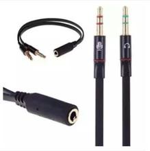 3.5mm Female to 2 Male Gold Plated Headphone Mic Audio Y Splitter Flat Cable