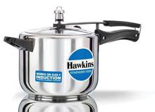 Hawkins Induction Compatible Stainless Steel Pressure Cooker Tall (B30)- 5 Ltrs