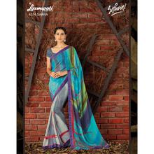 Laxmipati  Printed Mixed Georgette Designer Saree with attached Gray Blouse piece for Casual, Party, Festival and Wedding