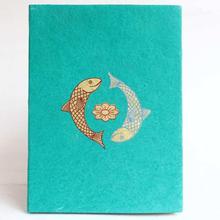 Mithila Fish Printed Lokta Paper Notebook - Turquoise