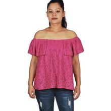 Pink Lace Designed Off Shoulder Top For Women-WTP4730