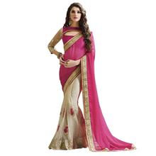 Designer Embroidered Net and Chiffon Saree with Blouse