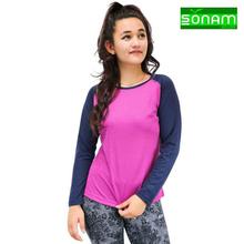 Sonam Gears Round Neck Full-Sleeve Pop T-Shirt For Women (326)-Pink