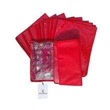 Kuber Industries 12 Piece Non Woven Single Saree Cover, Red