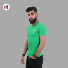 Nyptra Green Solid Muscle Fit Cotton T-Shirt For Men