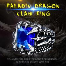 Cool Dragon Claw Ring With Red/Blue/Black Stone Stainless