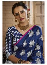 Stylee Lifestyle Navy Blue Banarasi Silk Jacquard Saree  - 2083