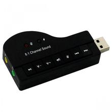 Aafno Pasal Black USB 2.0 HiFi Magic Voice 8.1 Channel Audio Sound Card Earphone Adapter