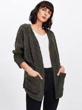 Faux Fur Open Front Teddy Coat