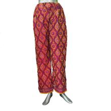 Hand Embroidery Punjabi Phulkari Palazzo - Rani/Multicolor For Women