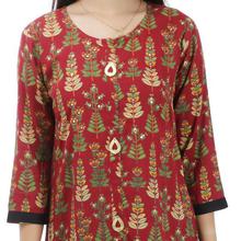 Printed Maroon Long Kurti