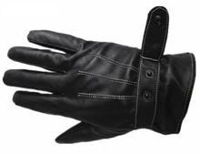 Free Ostrich Gloves Men Leather Black Buttoned Gloves