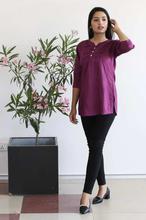 Purple Quarter Sleeve Designed Tunic For Women