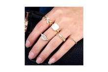 Multiple Patterns Alloy Finger Rings - 5 Pcs