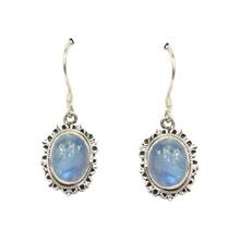 Blue Rainbow Moonstone Silver (92.5% Sterling Silver) Earrings For Women