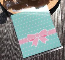100 pcs sweet bowknot adhesive bag cookies diy Gift Bags for Christmas