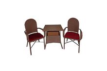 Wicker Chair Set Brown/Black