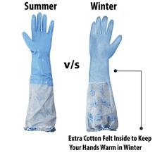 Pistto Multi Purpose Reusable Rubber Latex Fur Warm Cotton Lining Inside Gloves Household Long Sleeves Safety Kitchen Glove