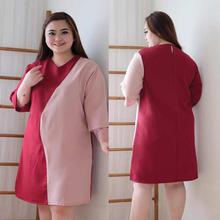 Attire Nepal Plus Size Red/Blush Pink Two Toned Dress For Women