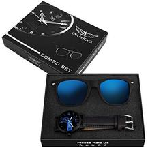 Analogue Men's Blue Dial Watch and Wayfarer Sunglasses Combo